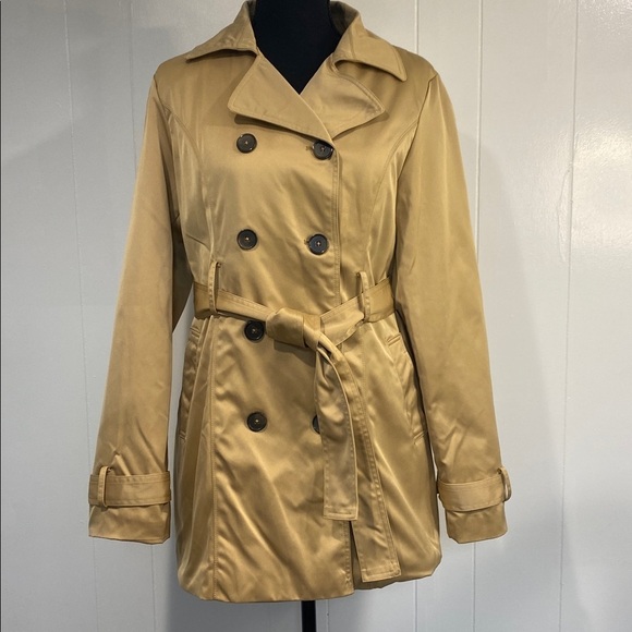 Fashion Nova Trench Coat Warming My Heart Faux Fur Lined Fleece Khaki Tan Large - Picture 3 of 15